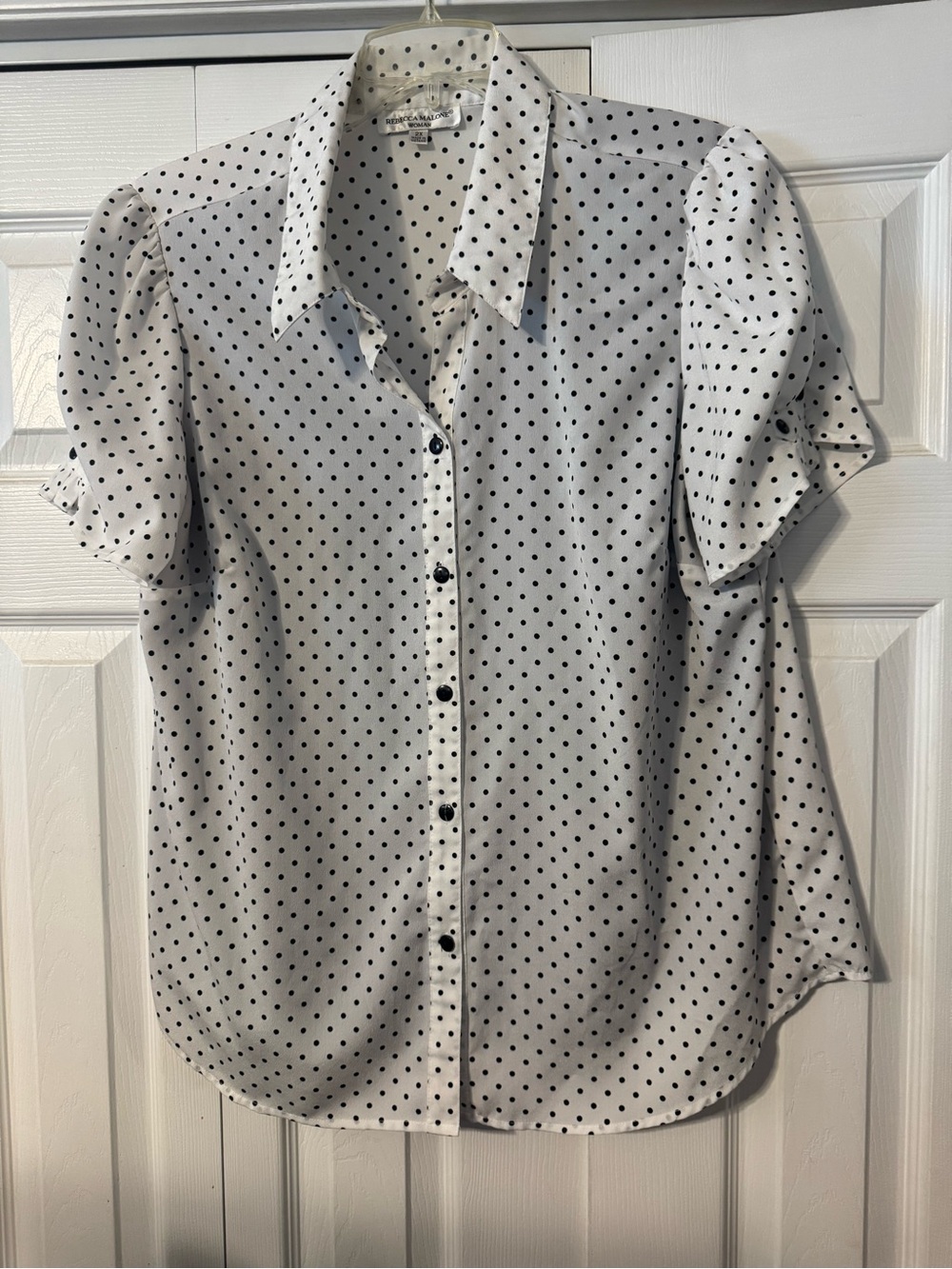 Rebecca Malone White Blouse with Black Polka Dots
